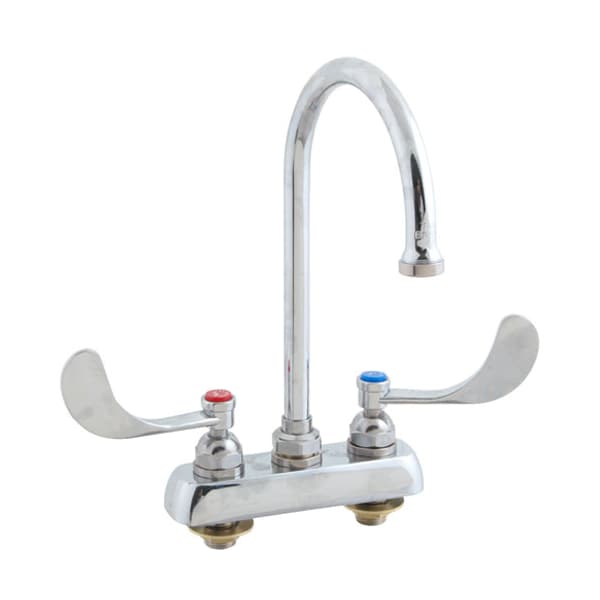T&S Brass Faucet, 4"Dk , Gsnk, Wrstbld Handle B-1141-04 - main
